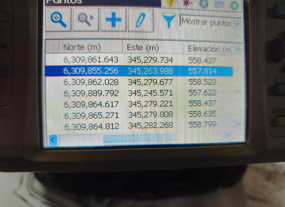 Registro de coordenadas topográficas